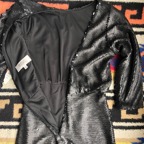 Badgley Mischka Black Cocktail Sequin Dress Sz2 - Picture 8 of 8